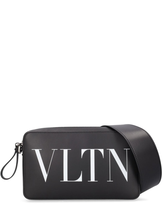 Valentino Garavani: VLTN print crossbody bag - Black/White - men_0 | Luisa Via Roma