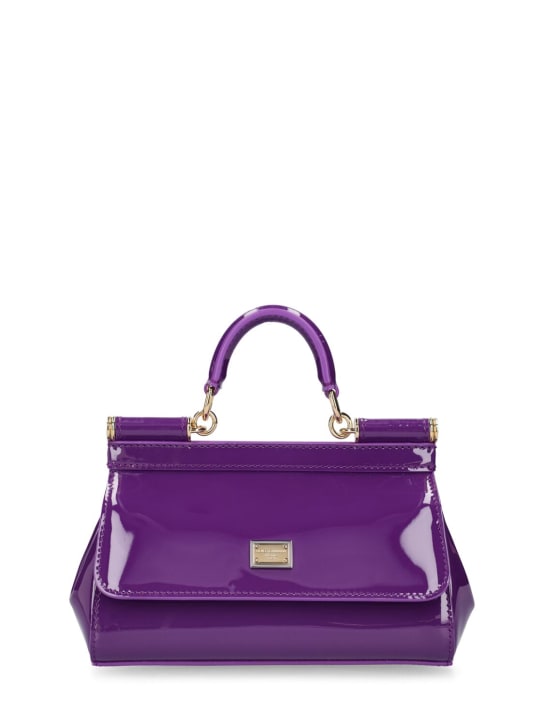Dolce&Gabbana: Sicily迷你皮革手提包 - 紫色 - women_0 | Luisa Via Roma
