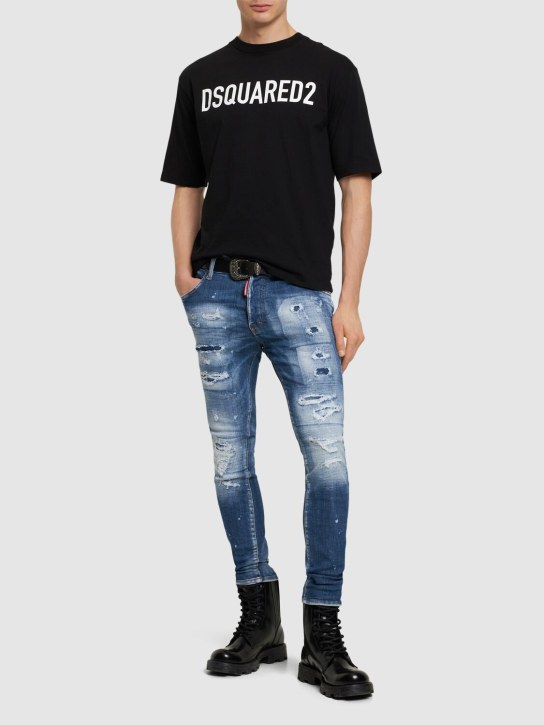 Dsquared2: Camiseta de algodón estampada - Negro - men_1 | Luisa Via Roma