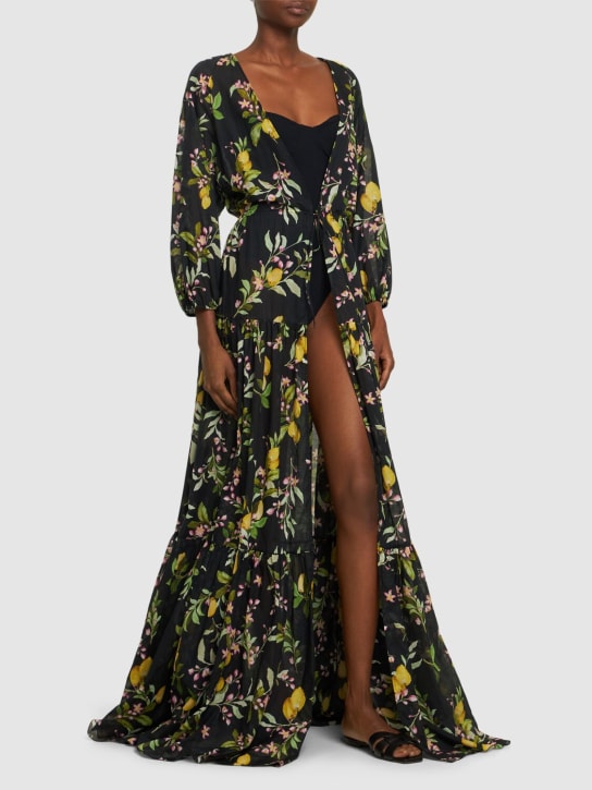 Giambattista Valli: Printed cotton long caftan dress - Multi/Black - women_1 | Luisa Via Roma