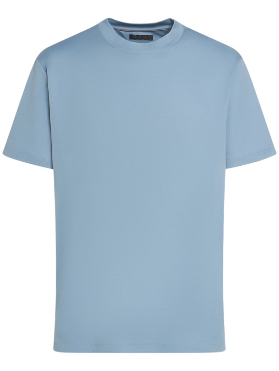 Loro Piana: Camiseta de algodón jersey - Azul Claro - men_0 | Luisa Via Roma