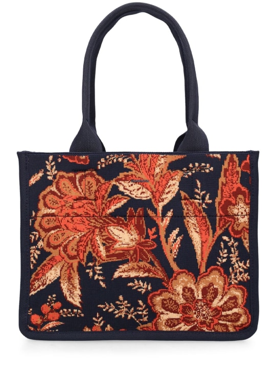 Zimmermann: Small jacquard tote bag - Dark Navy Flora - women_0 | Luisa Via Roma