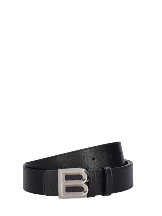 Bally: 3.5cm B Bold leather belt - Black - men_0 | Luisa Via Roma