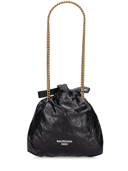 Balenciaga: XS Crush leather tote bag - Black - women_0 | Luisa Via Roma