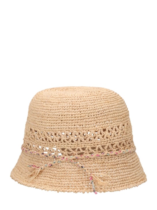 Bonpoint: Raffia crochet bucket hat - Beige - kids-girls_1 | Luisa Via Roma