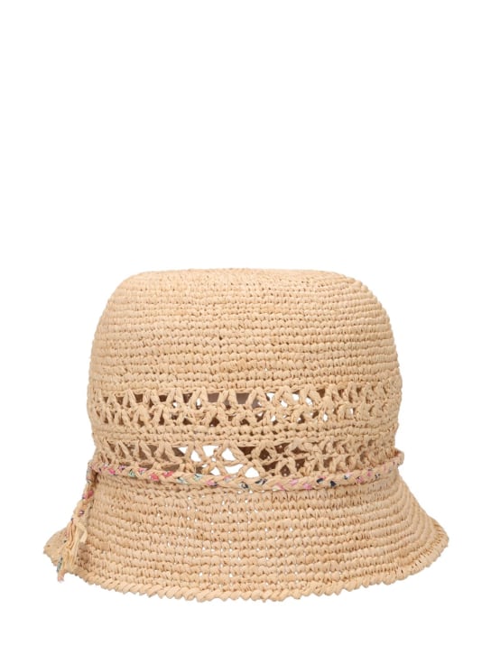 Bonpoint: Raffia crochet bucket hat - Bej - kids-girls_0 | Luisa Via Roma