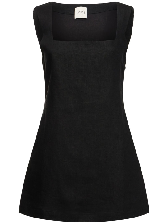 POSSE: Alice linen mini dress - Siyah - women_0 | Luisa Via Roma