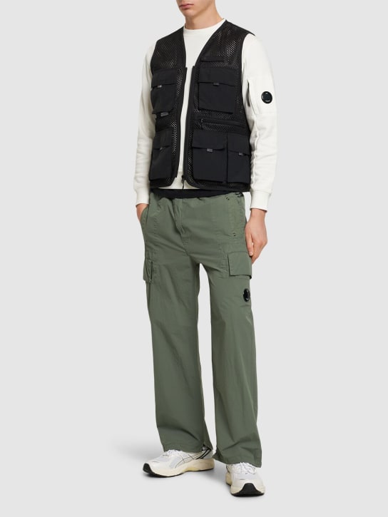 C.P. Company: Flatt nylon oversized cargo pants - Agave Green - men_1 | Luisa Via Roma