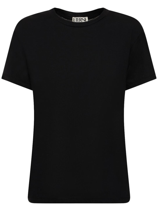 Éterne: Short sleeve cotton t-shirt - Black - women_0 | Luisa Via Roma