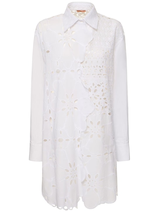 Ermanno Scervino: Embroidered cotton oversized shirt - White - women_0 | Luisa Via Roma