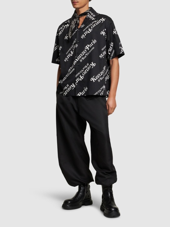 Kenzo Paris: Camisa de algodón con manga corta - Negro - men_1 | Luisa Via Roma