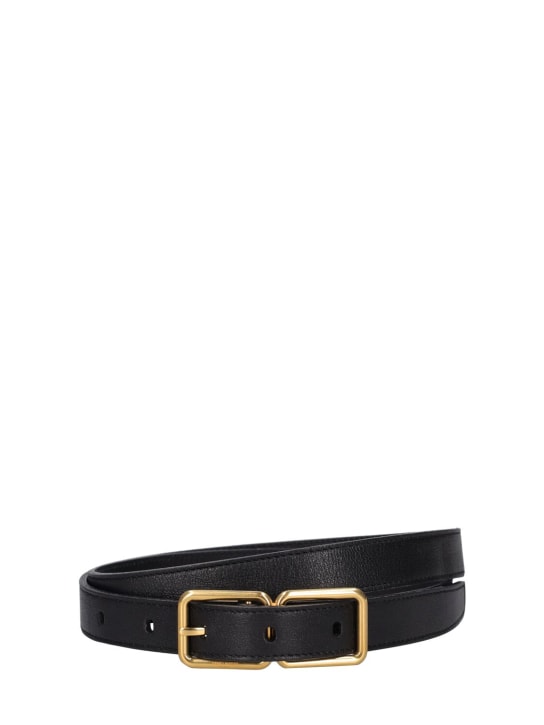 Saint Laurent: Boucle Double Cadre leather belt - Siyah - women_0 | Luisa Via Roma