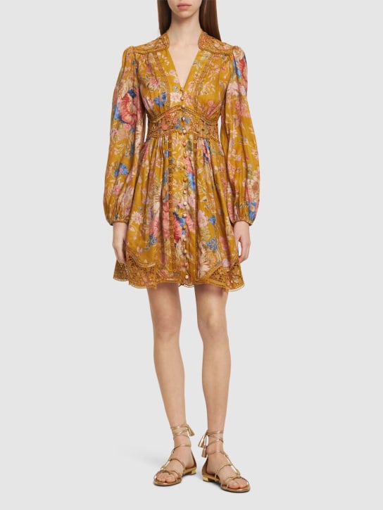 Zimmermann: Robe courte en lin August - Multicolore - women_1 | Luisa Via Roma