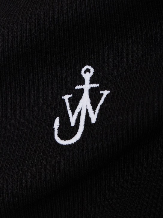 JW Anderson: Logo embroidered ribbed jersey top - women_3 | Luisa Via Roma