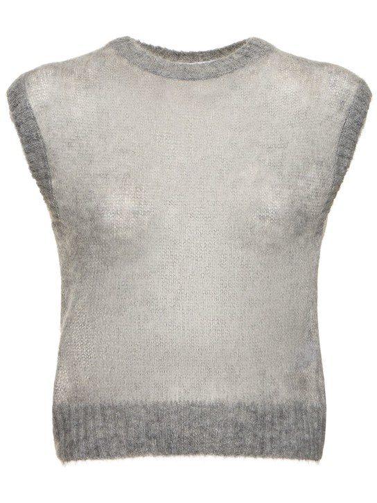 Brunello Cucinelli: Embellished mohair blend vest - Grey - women_0 | Luisa Via Roma