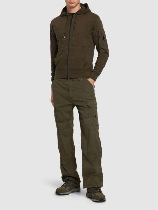 C.P. Company: Light fleece zipped hoodie - Green - men_1 | Luisa Via Roma
