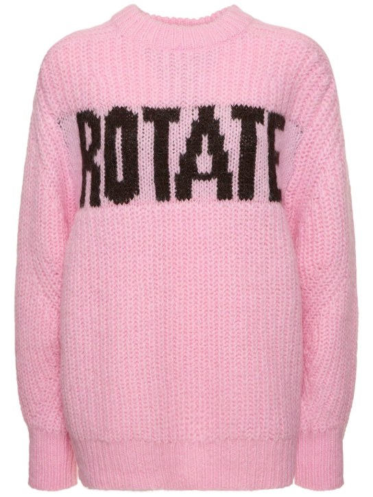 Rotate: Logo oversize wool blend knit sweater - Pembe - women_0 | Luisa Via Roma