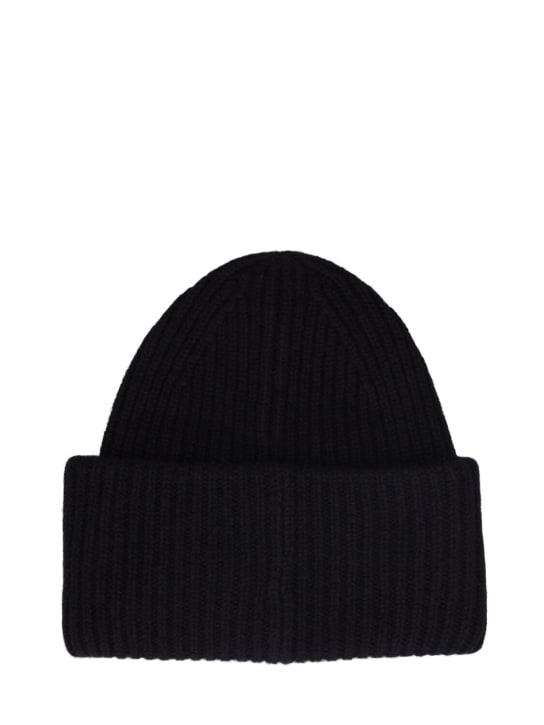 Acne Studios: Face wool beanie - Black - men_3 | Luisa Via Roma