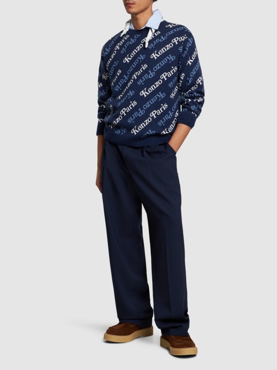 Kenzo Paris: Suéter de punto de algodón - Azul - men_1 | Luisa Via Roma