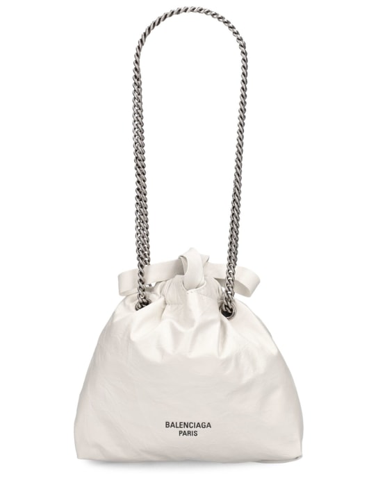Balenciaga: XS Crush leather tote bag - Optic White - women_0 | Luisa Via Roma