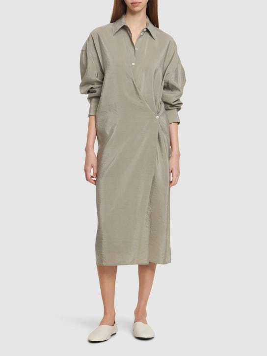 Lemaire: Twisted silk blend midi dress - Yeşil - women_1 | Luisa Via Roma
