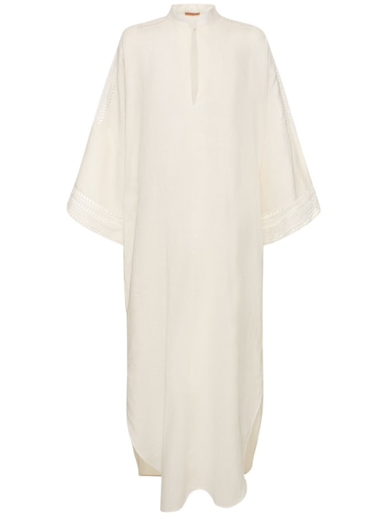 Ermanno Scervino: 亚麻长袖罩衫式连衣裙 - 白色 - women_0 | Luisa Via Roma