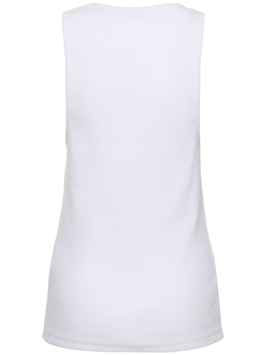 JW Anderson: Logo embroidered ribbed jersey top - women_4 | Luisa Via Roma
