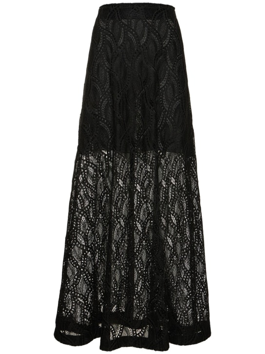 Ermanno Scervino: Embroidered lace high-rise long skirt - Black - women_0 | Luisa Via Roma