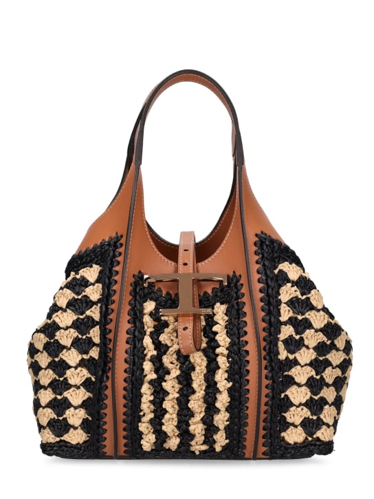 Tod's: Mini TSB raffia effect top handle bag - women_0 | Luisa Via Roma