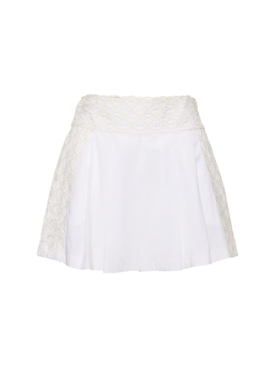 Ermanno Scervino: Embroidered pleated cotton shorts - Beyaz - women_0 | Luisa Via Roma