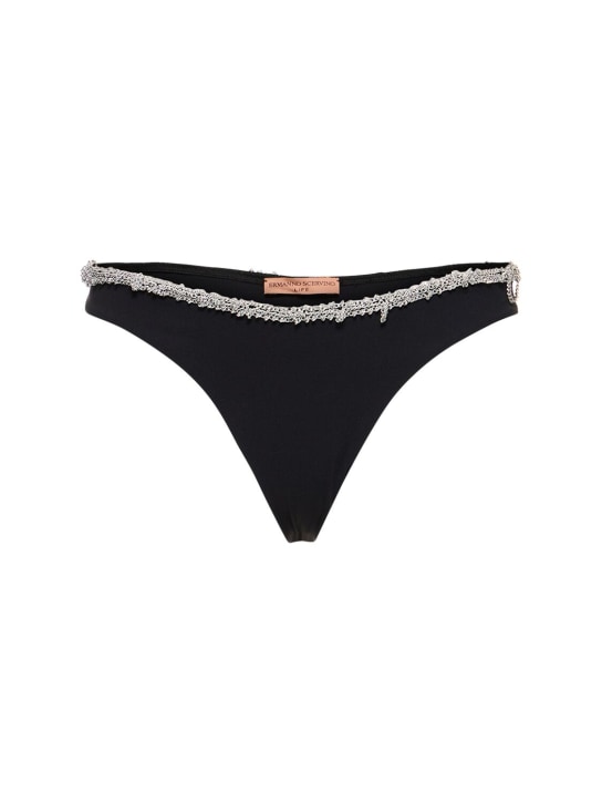 Ermanno Scervino: Lycra embroidered bikini bottom - Black - women_0 | Luisa Via Roma