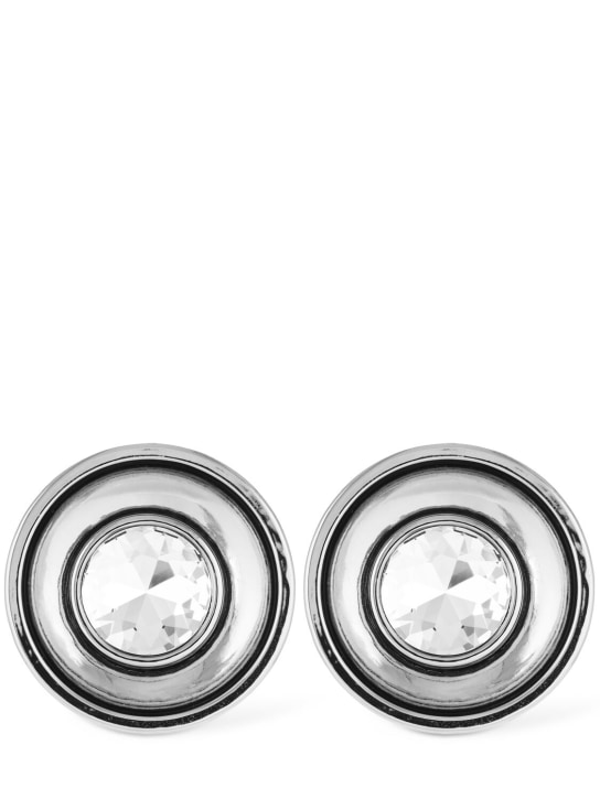 Area: Crystal medallion earrings - Silver - women_0 | Luisa Via Roma