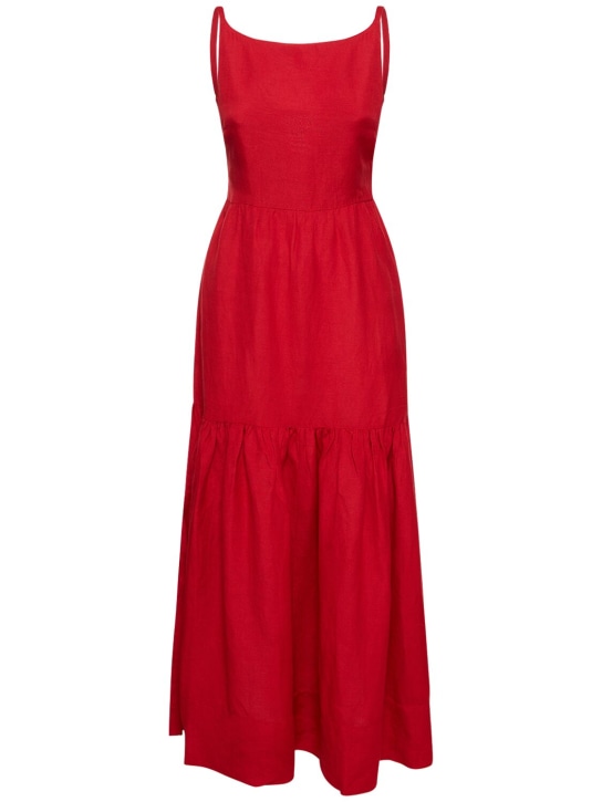 POSSE: Vestido largo de viscosa y lino - Rojo - women_0 | Luisa Via Roma