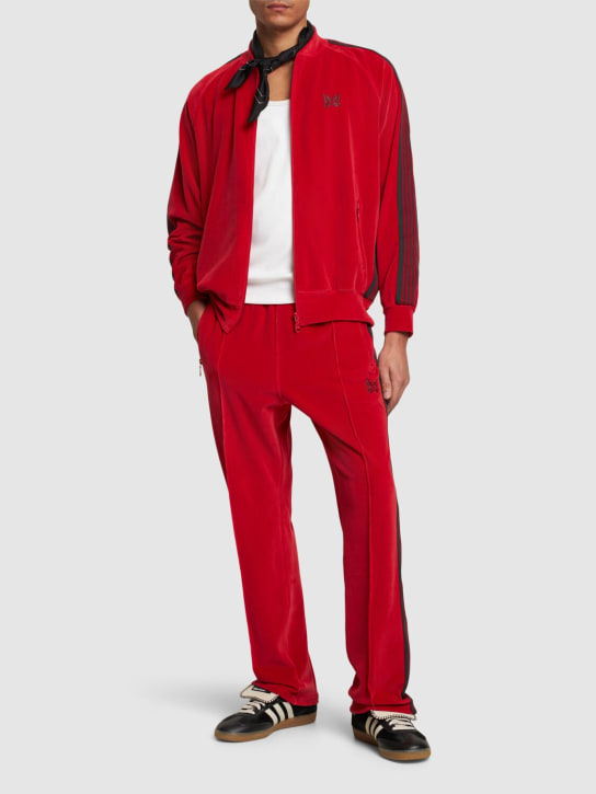 Needles: Pantalon de survêtement en velours à logo - Rouge - men_1 | Luisa Via Roma
