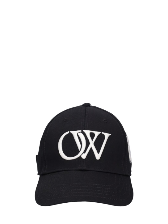 Off-White: Multi logo cotton baseball cap - Siyah - men_0 | Luisa Via Roma