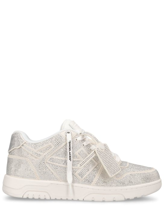 Off-White: 30mm hohe Strass-Sneakers „Out of Office“ - Weiß/Silber - women_0 | Luisa Via Roma