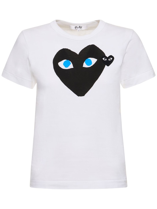 Comme des Garçons Play: T-Shirt aus Baumwolle mit Herzdruck - Weiß - women_0 | Luisa Via Roma