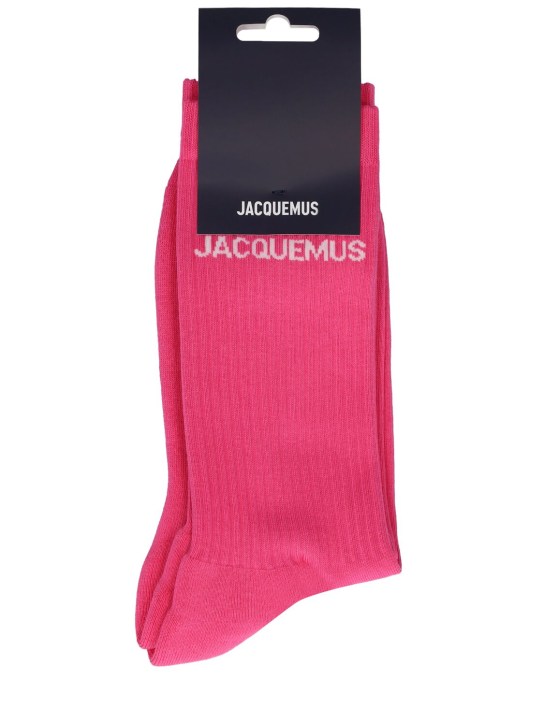 Jacquemus: Socken aus Baumwolle „Les Chaussettes Jacquemus“ - Dunkelrosa - men_0 | Luisa Via Roma