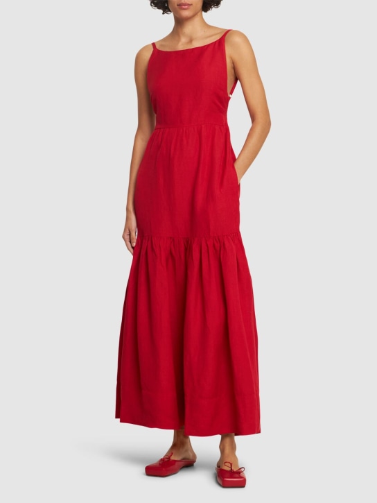 POSSE: Elise viscose & linen long dress - Red - women_1 | Luisa Via Roma