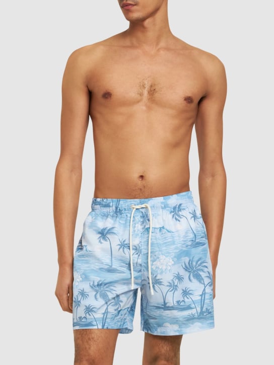 Palm Angels: Sunset tech swim shorts - Indigo Blue - men_1 | Luisa Via Roma