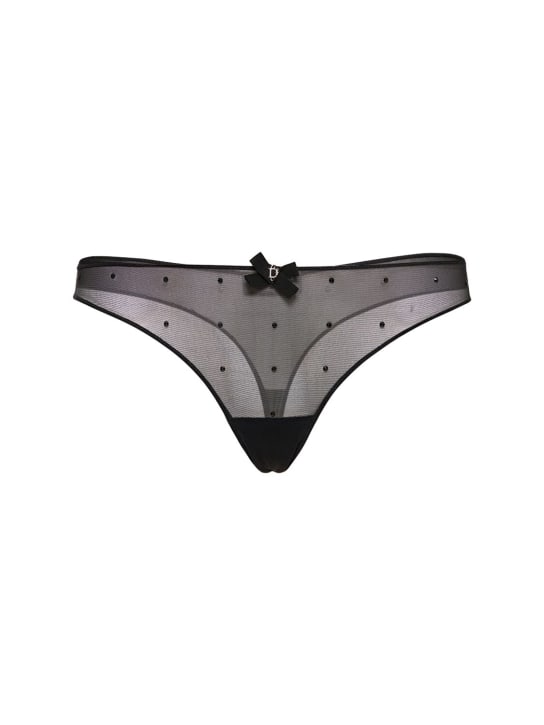 Dsquared2: 水晶波点网眼巴西式剪裁内裤 - 黑色 - women_0 | Luisa Via Roma