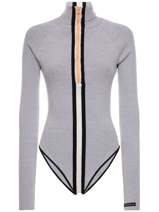 Cordova: Soelden wool knit long sleeve bodysuit - Grey - women_0 | Luisa Via Roma