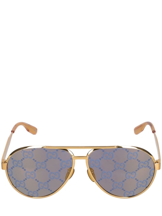 Gucci: GG1513S metal sunglasses - Gold/Blue - men_0 | Luisa Via Roma