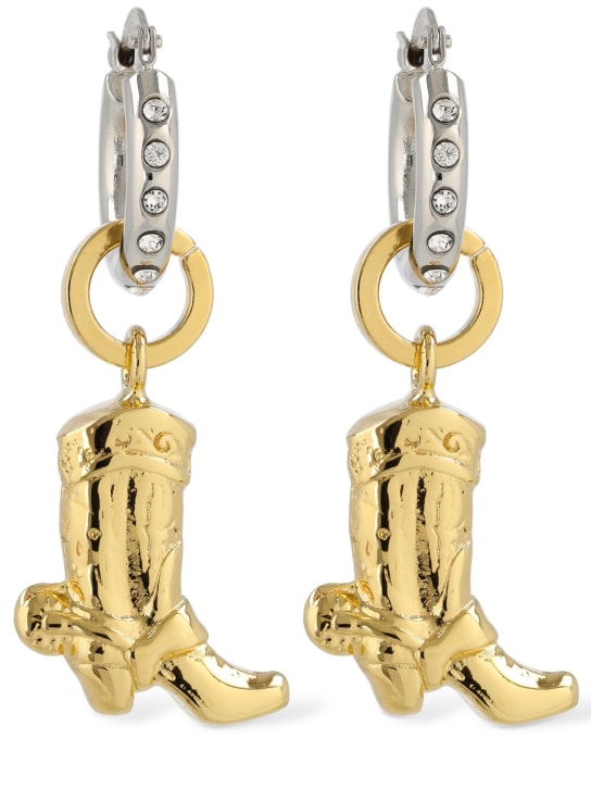 Marni: Boot crystal drop earrings - Gold/Silver - women_0 | Luisa Via Roma