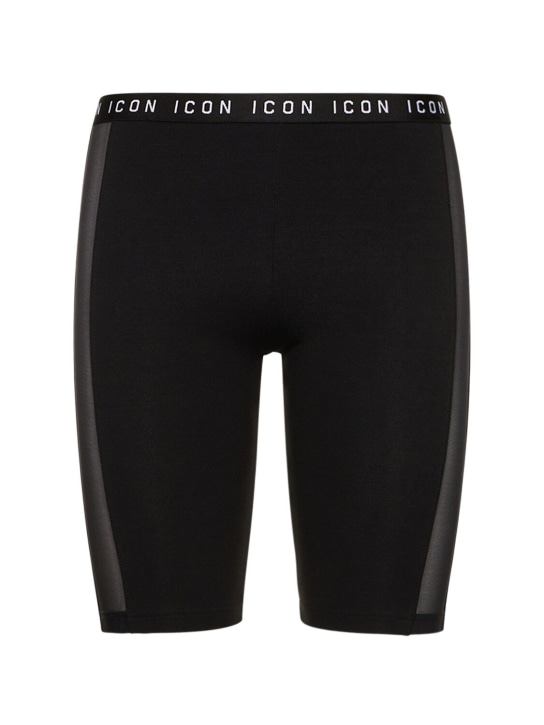 Dsquared2: Icon jersey & mesh cycling shorts - Black - women_0 | Luisa Via Roma