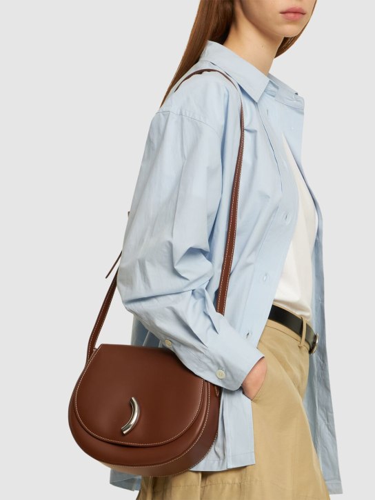 Little Liffner: Maccheroni leather saddle bag - Chestnut - women_1 | Luisa Via Roma