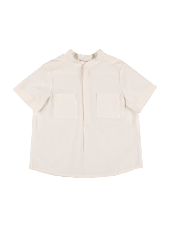 Bonpoint: Camisa de popelina de algodón - Blanco - kids-boys_0 | Luisa Via Roma