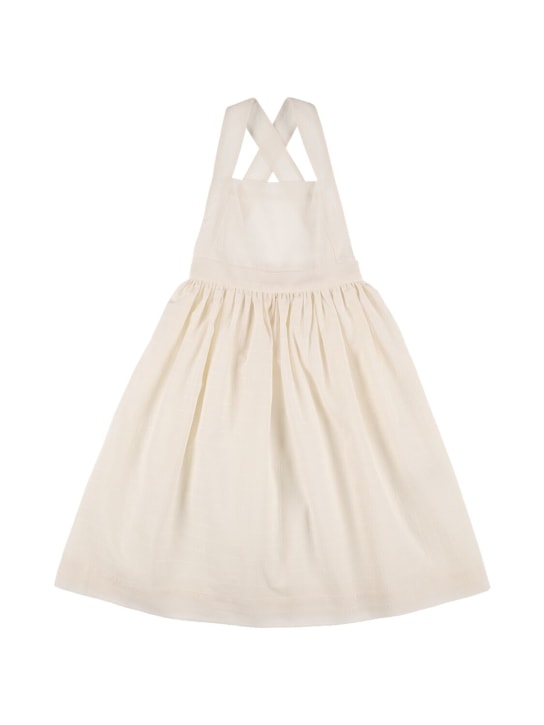 Bonpoint: Cotton blend dress w/appliqués - Beige - kids-girls_0 | Luisa Via Roma