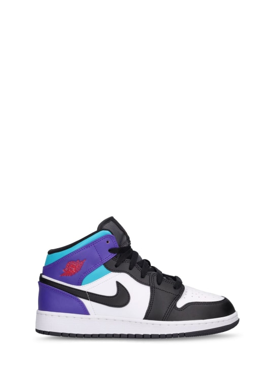 Nike: Sneakers "Air Jordan 1 Mid" - Weiß/Schwarz/Ro - kids-boys_0 | Luisa Via Roma