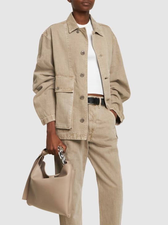 JW Anderson: Small Chain hobo leather bag - Taupe - women_1 | Luisa Via Roma
